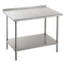 Advance Tabco SFG-242 24" 16 ga Work Table w/ Undershelf & 430 Series Stainless Top, 1 1/2" Backsplash [Extended Lead Time 14+ days]