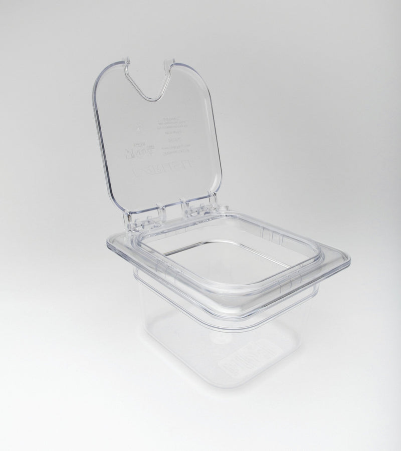 Carlisle 10319Z07 Hinged Notched Universal Lid 1/6 Size Clear