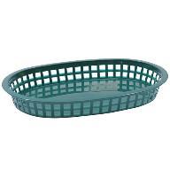 Tablecraft 1076FG 10" Oval Forest Green Plastic Basket