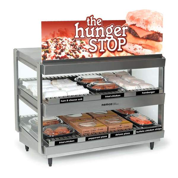 Nemco 6480-36S 36" Self Service Countertop Heated Display Shelf - (2) Shelves, 120v [Extended Lead Time 14+ days]