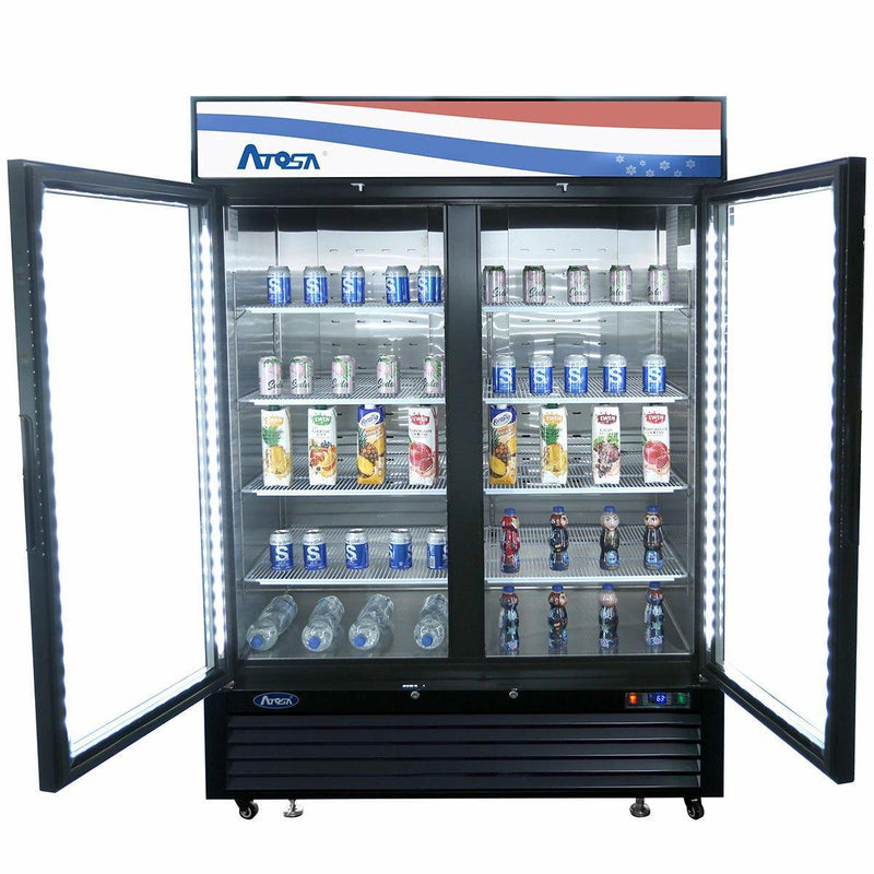 Atosa USA MCF8723GR Glass 2-Door Merchandiser Refrigerator 43.95 cu. ft.