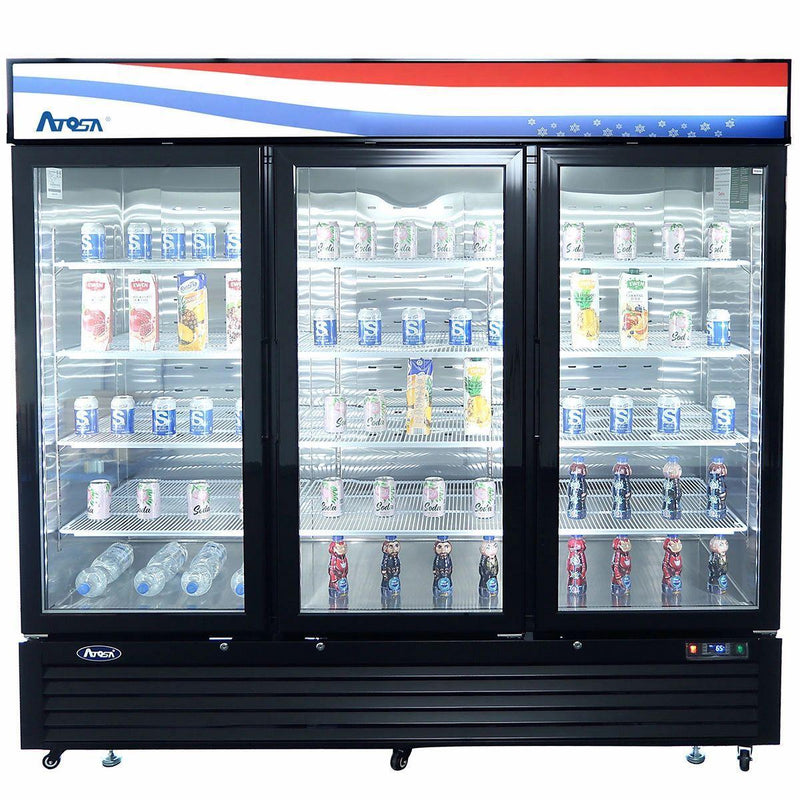 Atosa USA MCF8724GR Glass 3-Door Merchandiser Refrigerator 69.54 cu. ft.