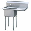 Atosa USA MRSA-1-R Prep Sink 18 Gauge Stainless Steel 1 Compartment Sink with Right Drainboards