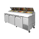 Turbo Air Stainless Steel Three-Section 93.37" Pizza Prep Table