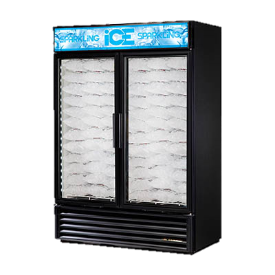 True White Vinyl Exterior Two Section Two Glass Door Ice Merchandiser