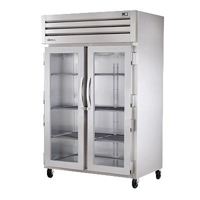 True Two Section Stainless Steel Front & Side Two Glass Door Reach-In Heated Cabinet