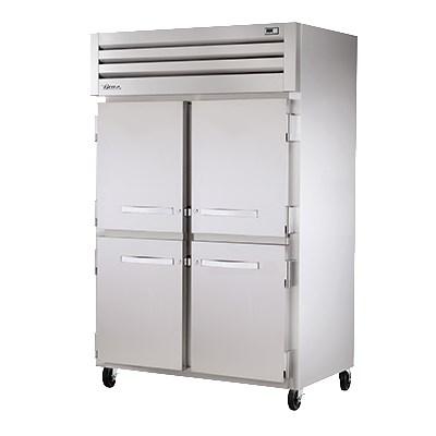 True Two Section Stainless Steel Front & Side Four Stainless Steel Half Door Reach-In Heated Cabinet