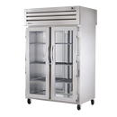 True Two Glass Door Front & Two Stainless Steel Door Rear Pass-Thru Heated Cabinet