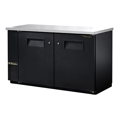 True Two-Section Two Door Black Vinyl Exterior Back Bar Cooler 61" Wide