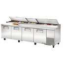 True Stainless Steel Four Section 119"W Pizza Prep Table