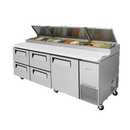 Turbo Air 93.38" Wide Four-Drawer Stainless Steel Super Deluxe Refrigerated Pizza Table