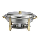Winco 202 6 Qt Gold Accented Chafers Oval Chafer
