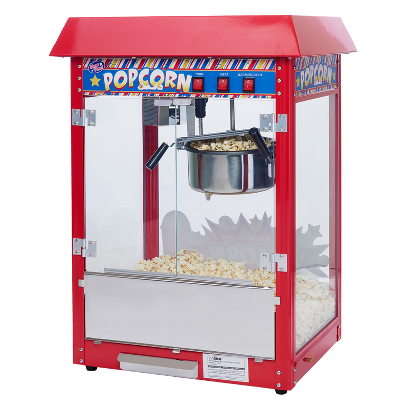 Showtime Popcorn Machine Red Countertop Glass Side Panels & Stainless Steel