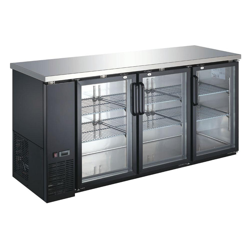 Back Bar three 3 Glass Door cooler 72 inch Coldline