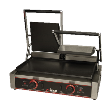Sandwich Grill Double Electric Countertop Stainless Steel 19" x 9" Flat Cast Iron Grill Surface