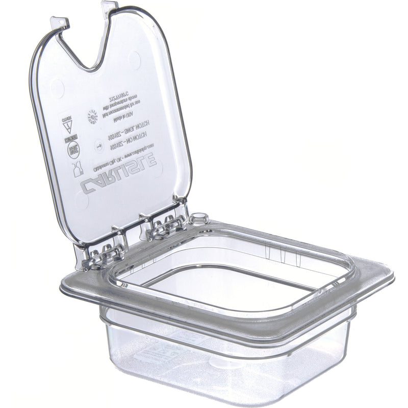 Carlisle 10319Z07 Hinged Notched Universal Lid 1/6 Size Clear