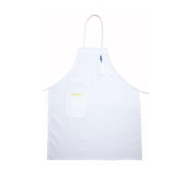 Winco BA-PWH White Full Length Bib Apron W/ Pocket