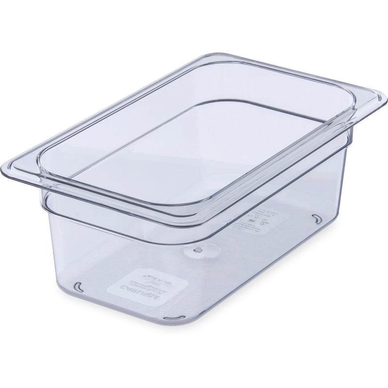 Carlisle 3068107 StorPlus 1/4 Size 4" Deep Clear Polycarbonate Food Pan