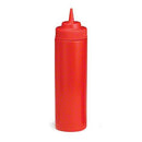 Tablecraft 12463K 24 Oz Wide Mouth Red Squeeze Bottle