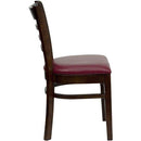 HERCULES Series Walnut Finished Ladder Back Wooden Restaurant Chair with Burgundy Vinyl Seat XU-DGW0005LAD-WAL-BURV-GG by Flash Furniture