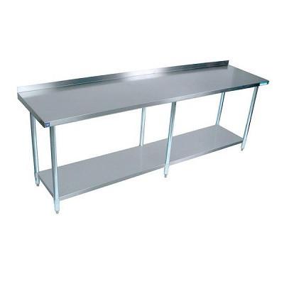 84"W x 30"D 1-1/2" Riser Stainless Steel Top Work Table w/ Galvanized legs and Undershelf