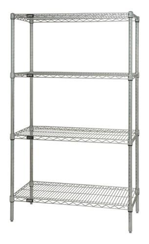 QUANTUM H/D 63"H 4-Shelf Wire Shelving Kit, 800lb, WR63, NSF, GRAY EPOXY, 15yr