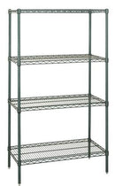 QUANTUM H/D 74"H 4-Shelf Wire Shelving Kit, 800lb, WR74, NSF, GREEN EPOXY, 15yr