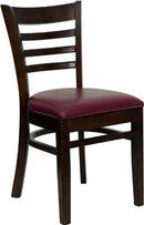 HERCULES Series Walnut Finished Ladder Back Wooden Restaurant Chair with Burgundy Vinyl Seat XU-DGW0005LAD-WAL-BURV-GG by Flash Furniture