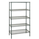 QUANTUM H/D 74"H 5-Shelf Wire Shelving Kit, 800lb, WR74, NSF, GREEN EPOXY, 15yr