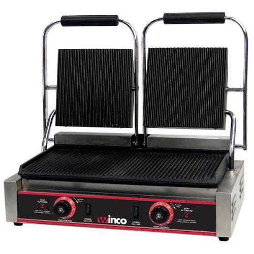 Winco EPG-2 Electric Countertop Double Panini Grill-120V