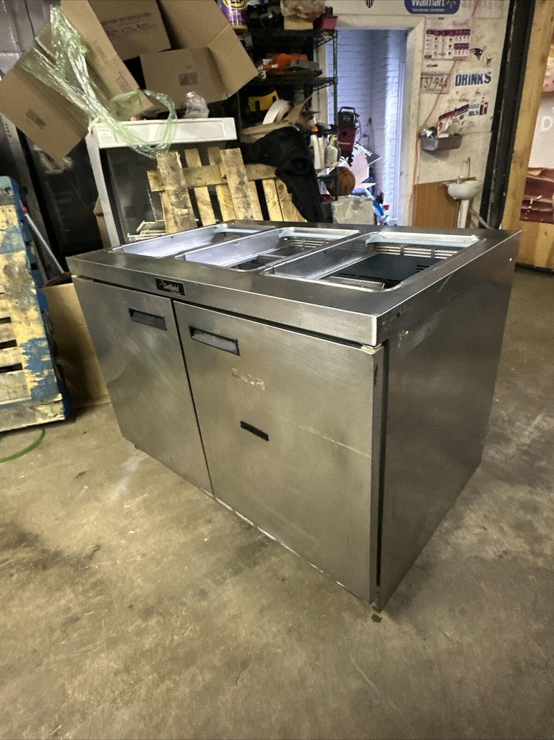 DELFIELD 48” USED COMMERCIAL SANDWICH UNIT COOLER PREP TABLE