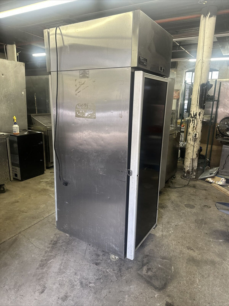 MASTER BILT ENDURA MPR242SS 2 DOOR REACH THROUGH GLASS REFRIGERATOR USED