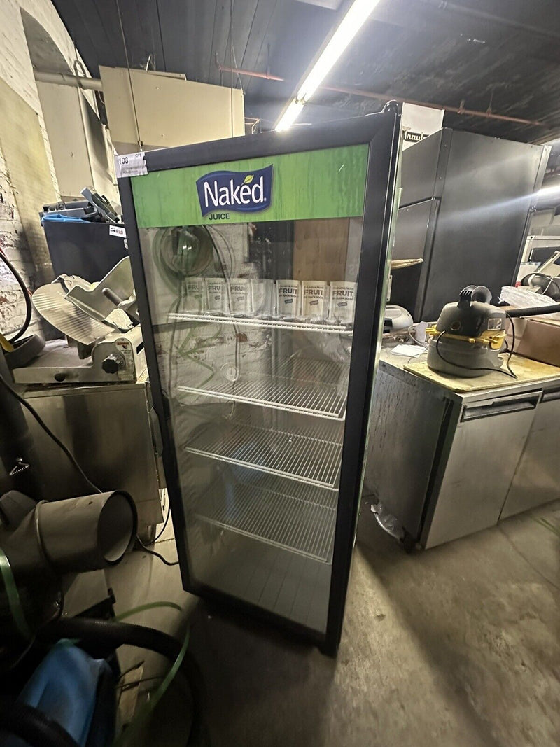 QDB DC12HB 12CU FT GLASS DOOR REFRIGERATOR MERCHANDISER USED NAKED DRINKS