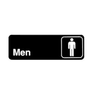 Winco SGN-311 Black 3" X 9" Information Sign with Symbol - Imprint "Men"