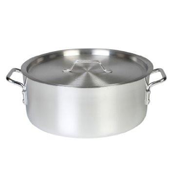 Thunder Group ALSKBP002 12 Qt Aluminum Brazier Pot & Lid Mirror Finish