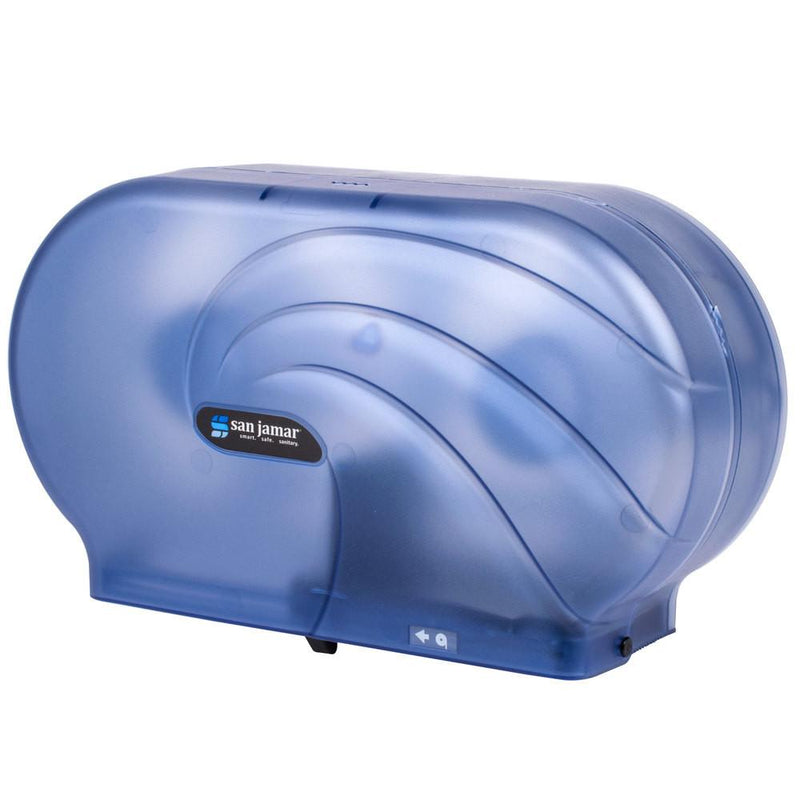 San Jamar R4090TBL Twin Oceans 9" Double Roll Jumbo Toilet Tissue Dispenser  - Arctic Blue
