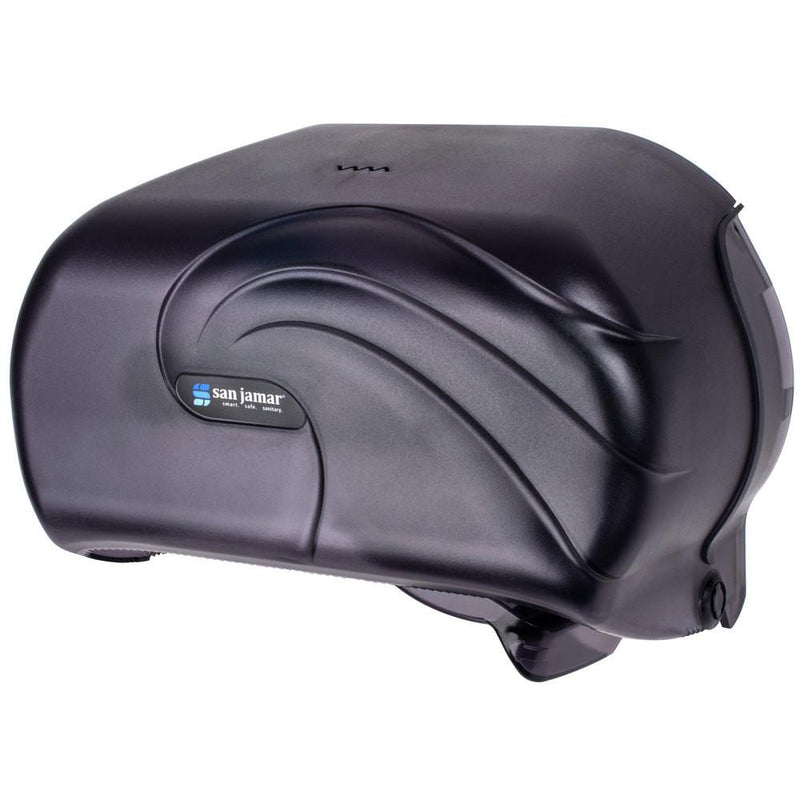 San Jamar R3690TBK Versatwin Ocean Double Roll Standard Toilet Tissue Dispenser - Black Pearl