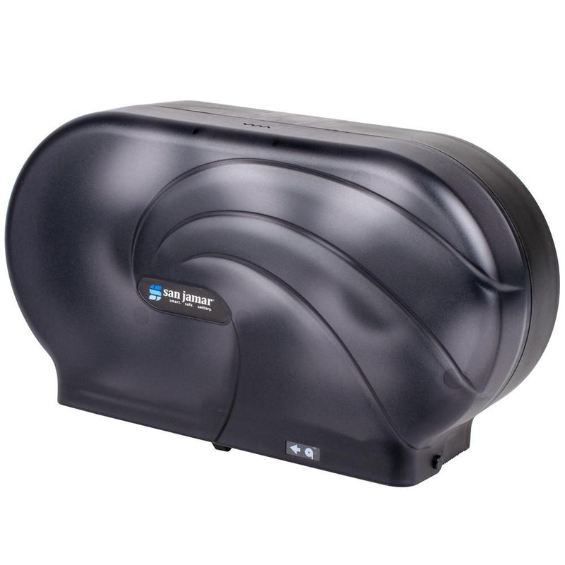 San Jamar R4090TBK Twin Oceans 9" Double Roll Jumbo Toilet Tissue Dispenser - Black Pearl