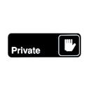 Winco SGN-304 Black 3" X 9" Information Sign with Symbol - Imprint "Private"