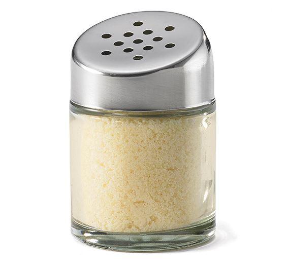 Tablecraft 259 4 Oz Glass Shaker with Stainless Steel Perforated Lid