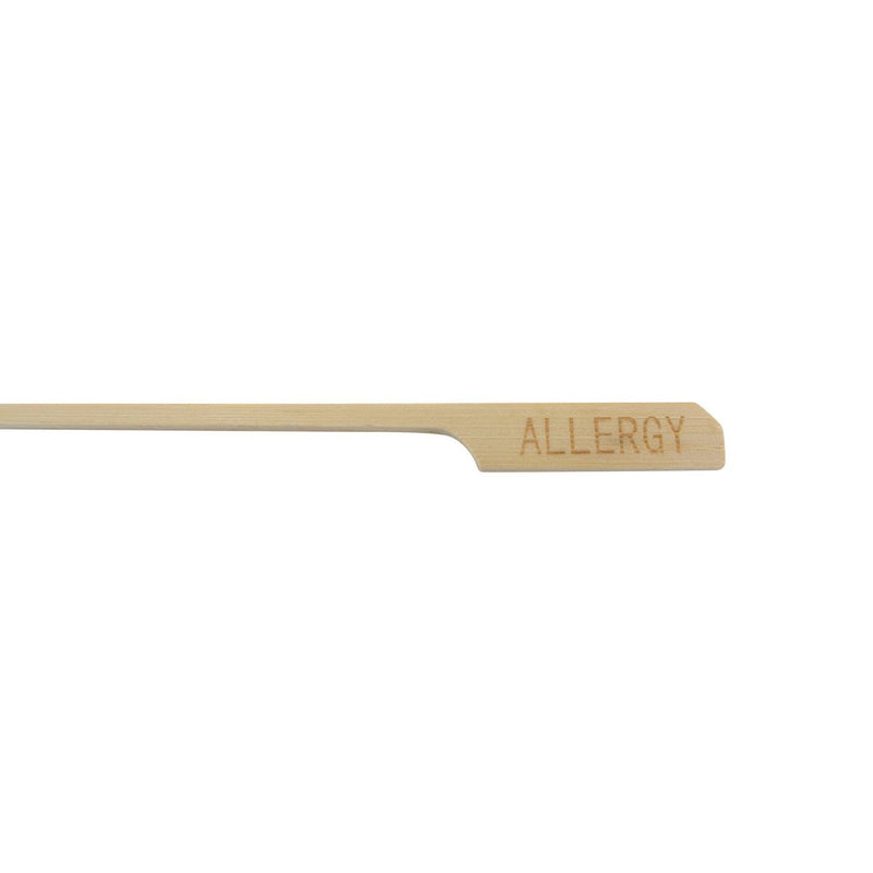 Tablecraft 7" Bamboo Paddle Picks Allergy (BAMP7A)