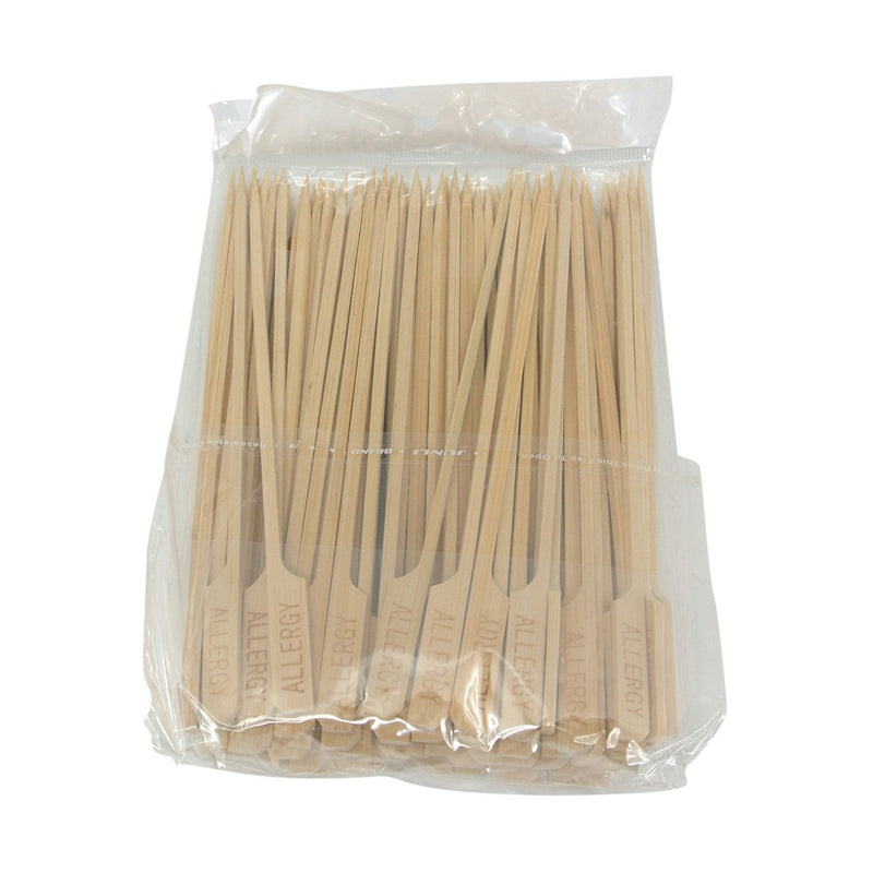 Tablecraft 7" Bamboo Paddle Picks Allergy (BAMP7A)