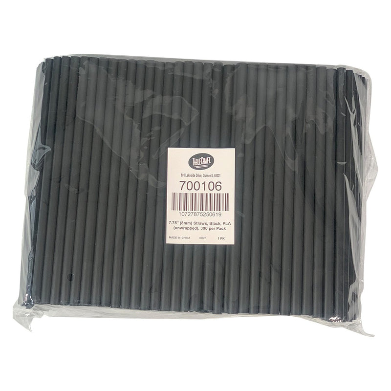 Tablecraft 700106 Black Plastic Straws 7.75"