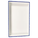 Tablecraft M11765BL White with Blue Trim Straight Sided Rectangular Melamine Tray
