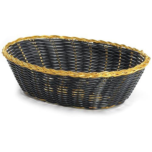 Tablecraft 975B 9" Oval Black Gold Basket