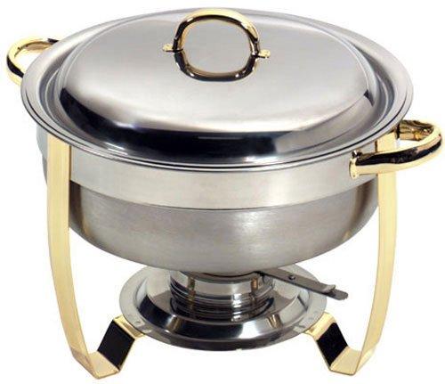 American Metalcraft ALLEGR50 Allegro Gold Trim Round Chafer 5.25 quart