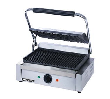 Adcraft - SG-811E - Admiral Craft|Sg-811E|Quickship Sandwich Panini Grill Grooved Flat Cast Iron Plate Bottom Top Handle Thermostat