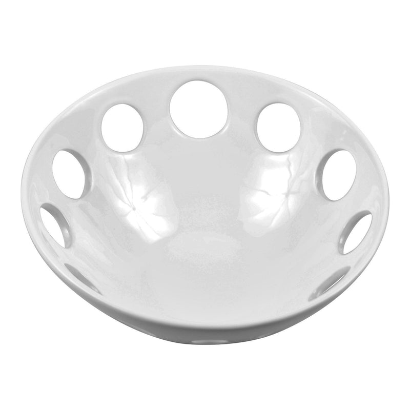 White 9" Porcelain Display Bowl With Holes PORR9