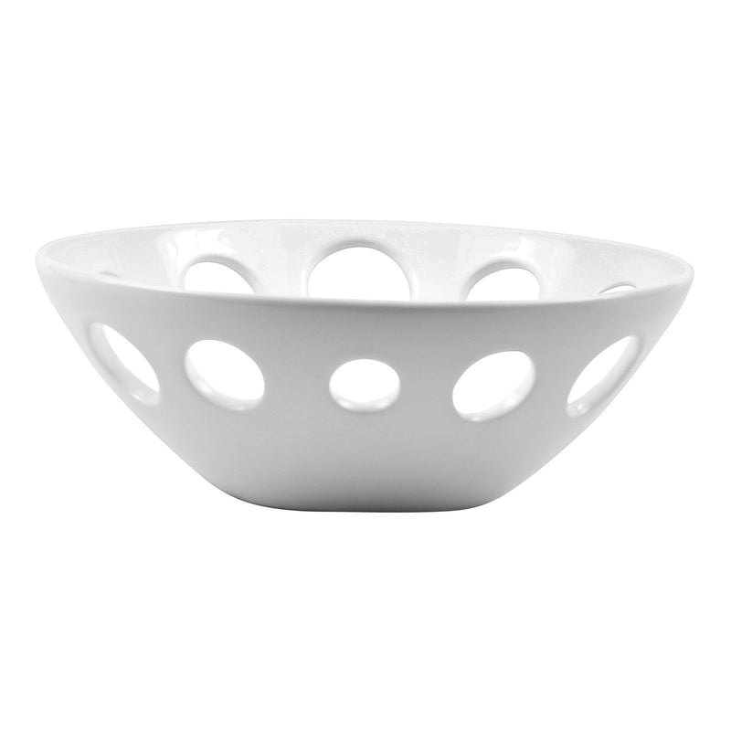 White 9" Porcelain Display Bowl With Holes PORR9