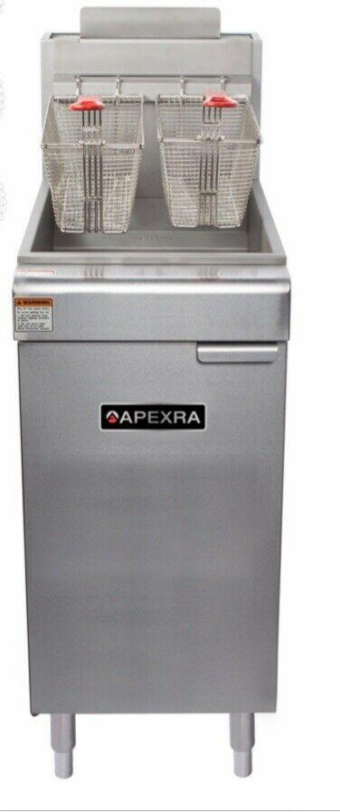 APEXRA APX3-40N 40lb Natural Gas Deep Fryer, 90k BTU, 2yr Warranty